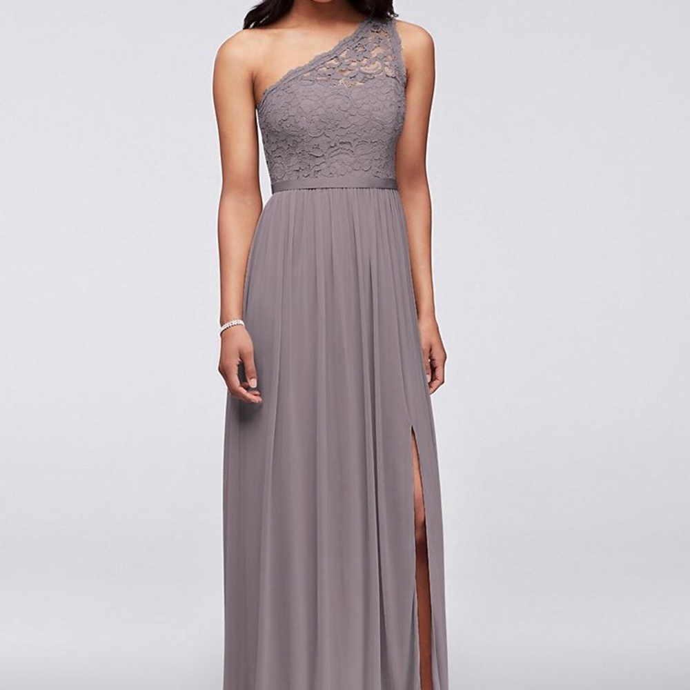 Long One Shoulder Lace Bridesmaid Dress